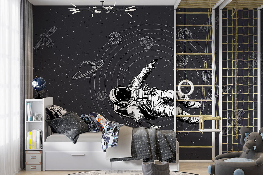 Ein Astronaut schwebt im Weltraum Ein Astronaut schwebt im Weltraum