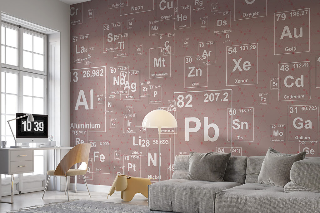 A pattern of white and black periodic table elements