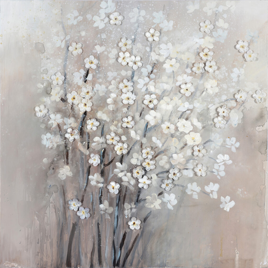 A painting of white flowers A painting of white flowers