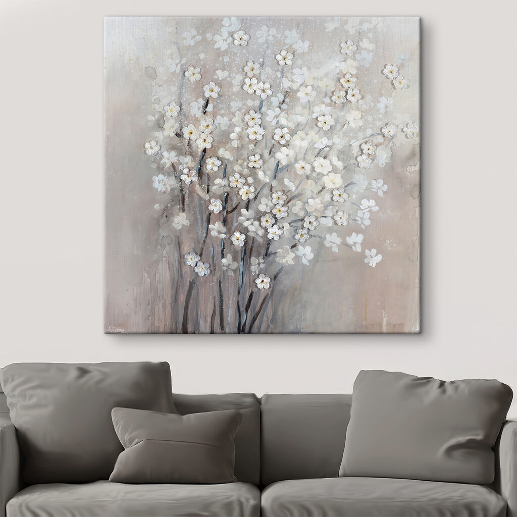 A painting of white flowers A painting of white flowers