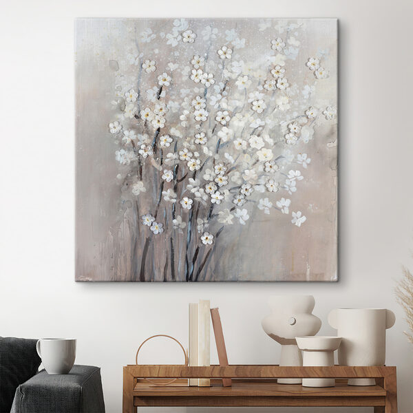 A painting of white flowers A painting of white flowers
