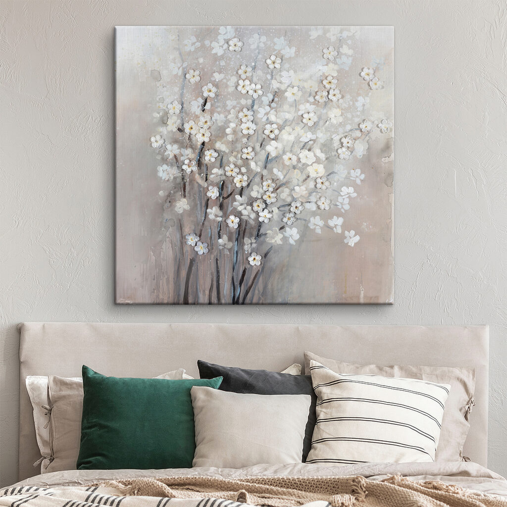 A painting of white flowers A painting of white flowers