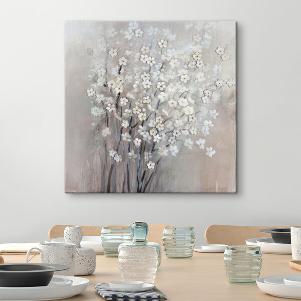 A painting of white flowers A painting of white flowers