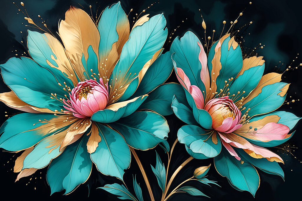 Vibrant blooms against a dark backdrop Vibrant blooms against a dark backdrop