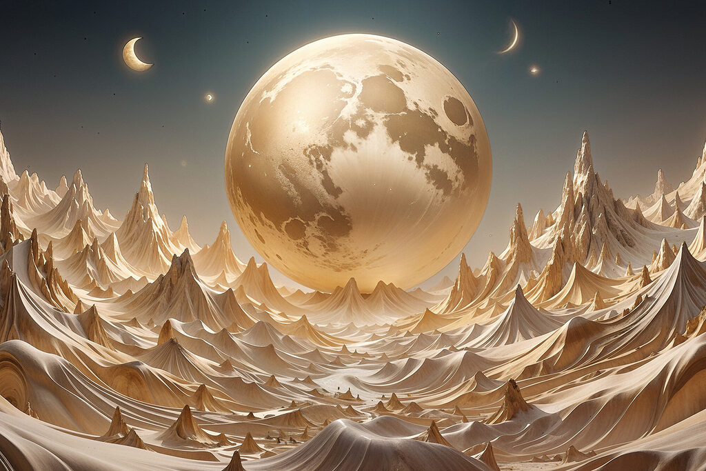 A moon over mountains and hills A moon over mountains and hills