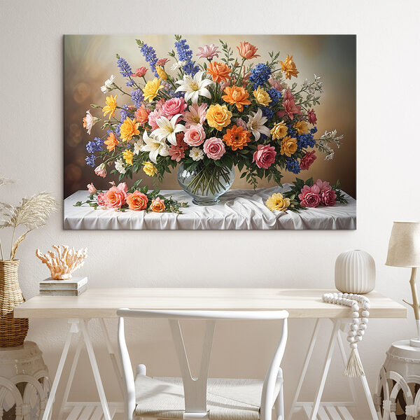 A vase of flowers on a table A vase of flowers on a table