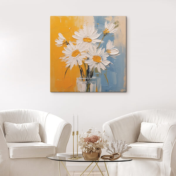 A painting of flowers in a glass A painting of flowers in a glass