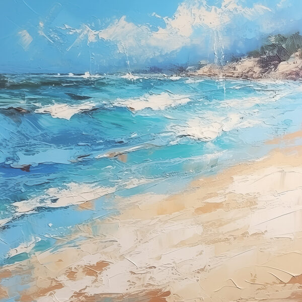 A painting of a beach A painting of a beach