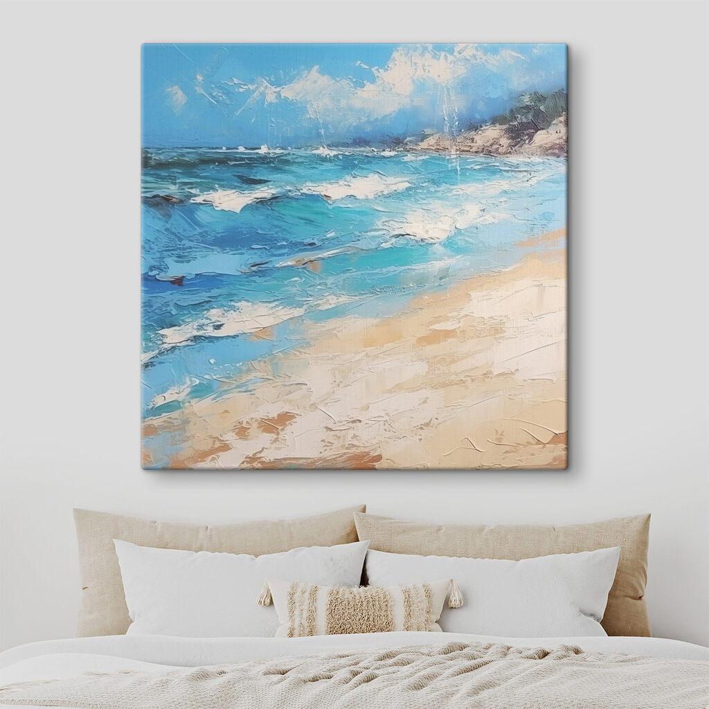 A painting of a beach A painting of a beach
