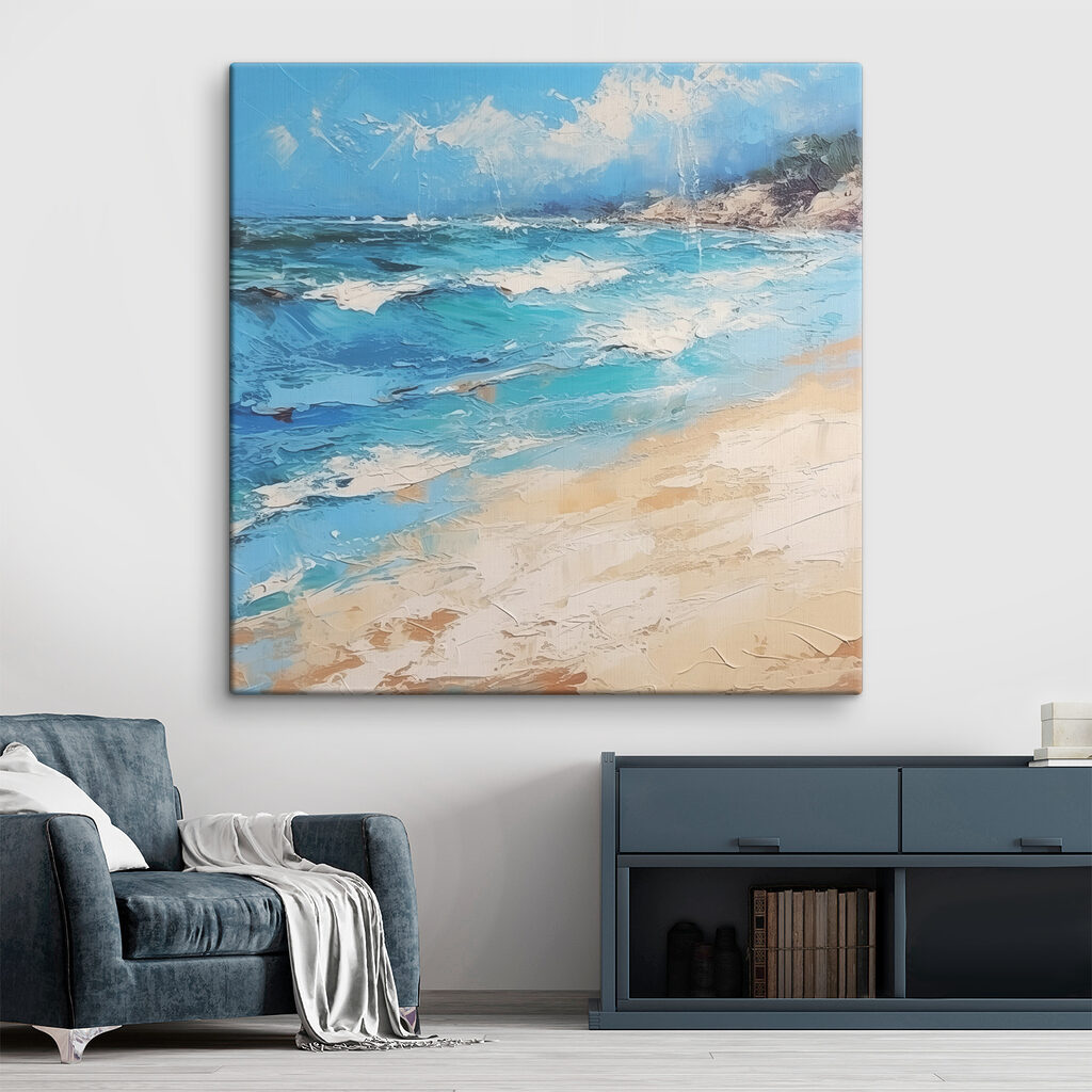 A painting of a beach A painting of a beach