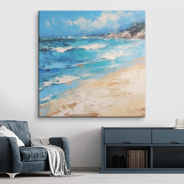A painting of a beach A painting of a beach