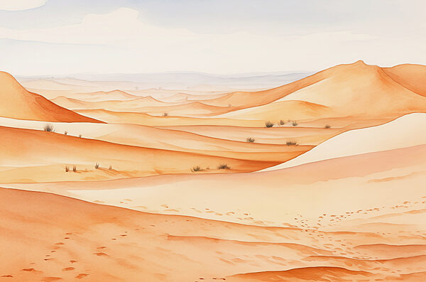 Eine Wüstenlandschaft mit Sanddünen Eine Wüstenlandschaft mit Sanddünen