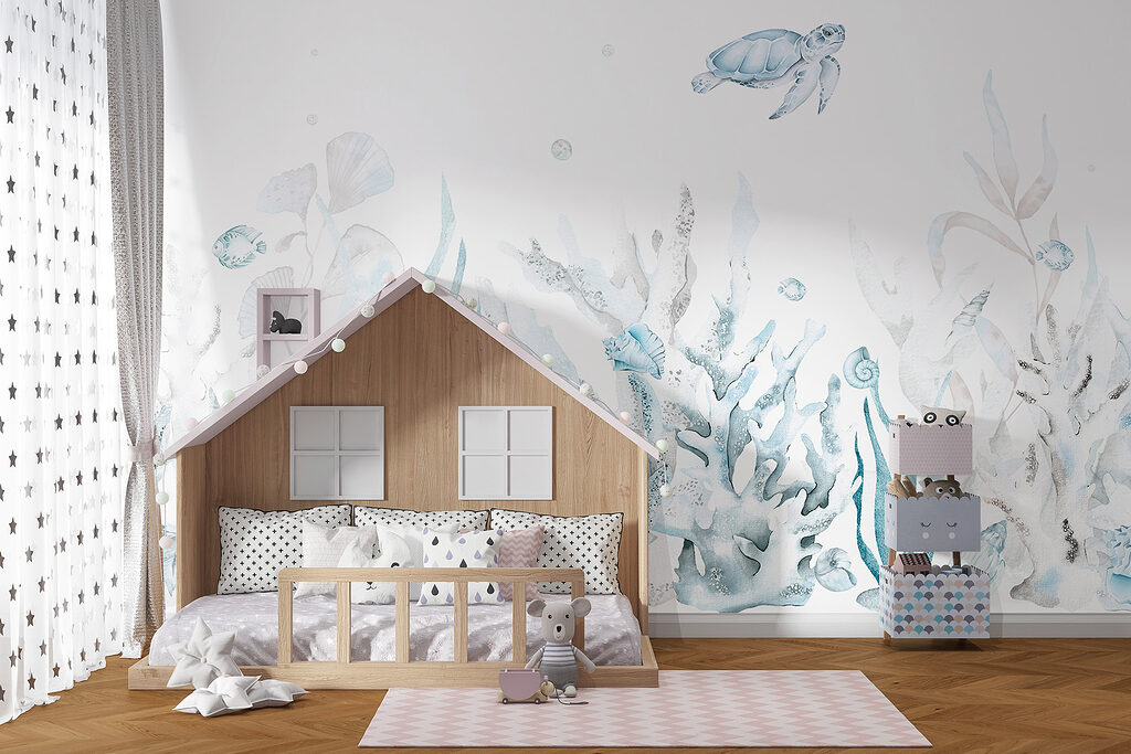 A seaweed and seaweed with a turtle