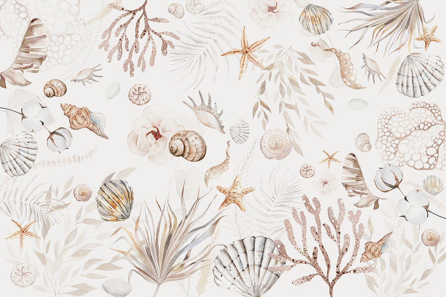 Ein Aquarellmuster mit Meerestieren
