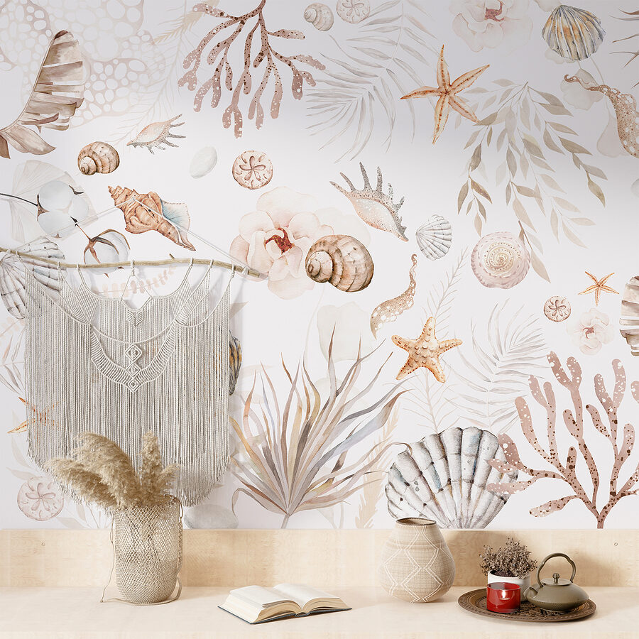Ein Aquarellmuster mit Meerestieren