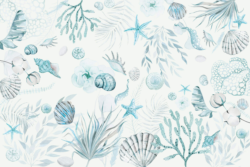 Ein Aquarellmuster mit Meerestieren Ein Aquarellmuster mit Meerestieren