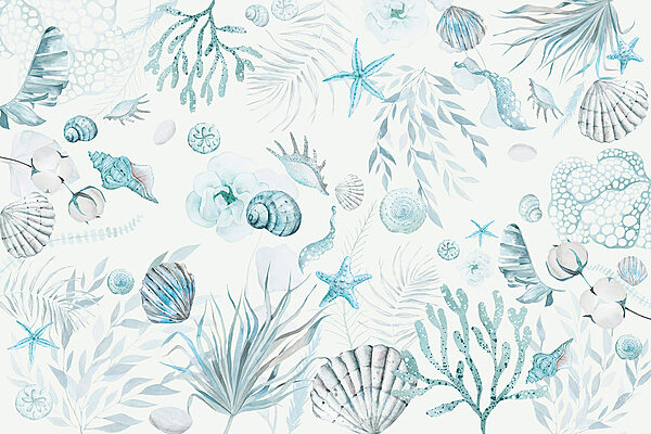 Ein Aquarellmuster mit Meerestieren Ein Aquarellmuster mit Meerestieren