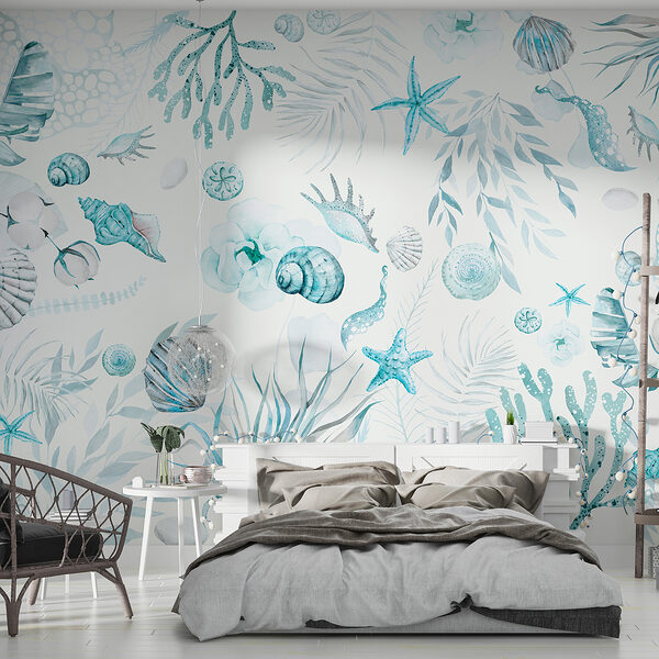 Ein Aquarellmuster mit Meerestieren Ein Aquarellmuster mit Meerestieren