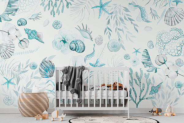 Ein Aquarellmuster mit Meerestieren Ein Aquarellmuster mit Meerestieren