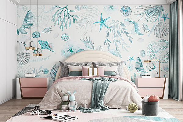 Ein Aquarellmuster mit Meerestieren Ein Aquarellmuster mit Meerestieren