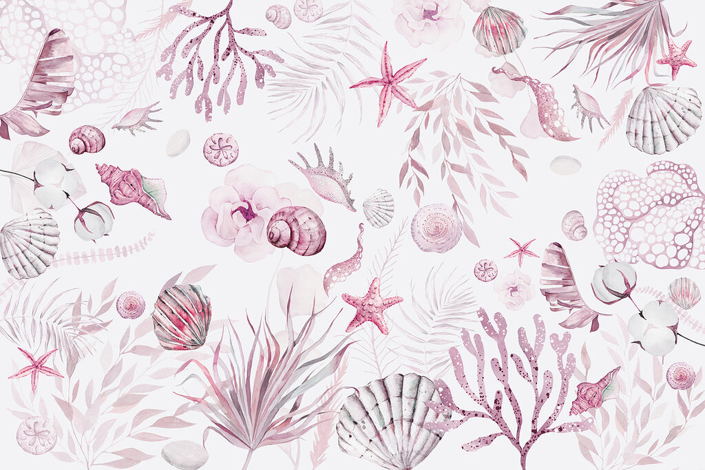 Ein Aquarellmuster mit Meerestieren Ein Aquarellmuster mit Meerestieren