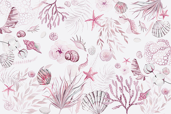 Ein Aquarellmuster mit Meerestieren Ein Aquarellmuster mit Meerestieren