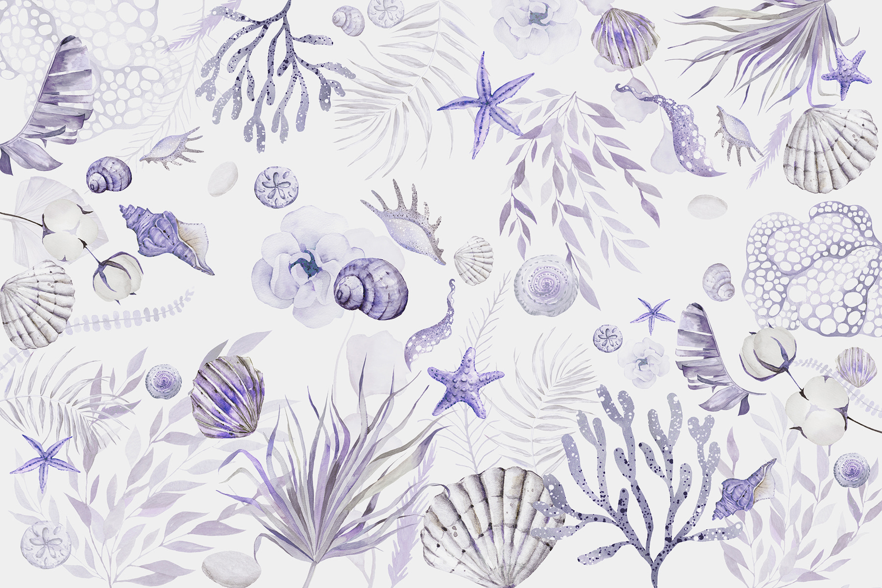 A watercolor sea creatures