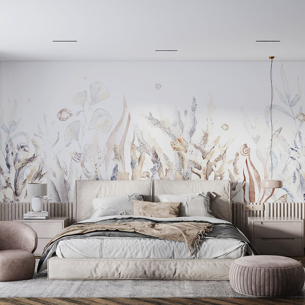 Ein Aquarell mit Algen und Muscheln Ein Aquarell mit Algen und Muscheln
