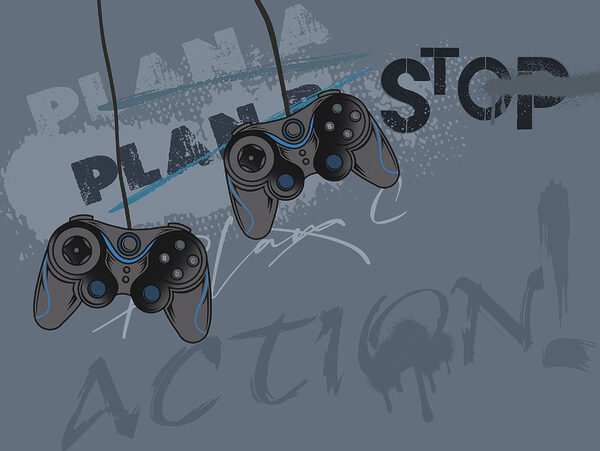 Ein Videospiel-Controller von einer Schnur Ein Videospiel-Controller von einer Schnur