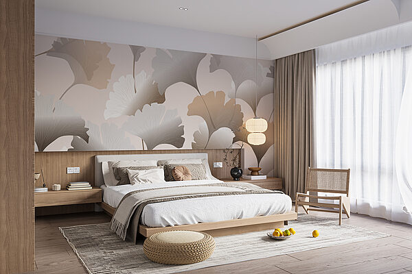 Eine Nahaufnahme eines Blattmusters Eine Nahaufnahme eines Blattmusters