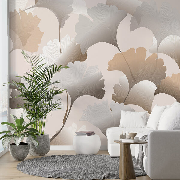 Eine Nahaufnahme eines Blattmusters Eine Nahaufnahme eines Blattmusters