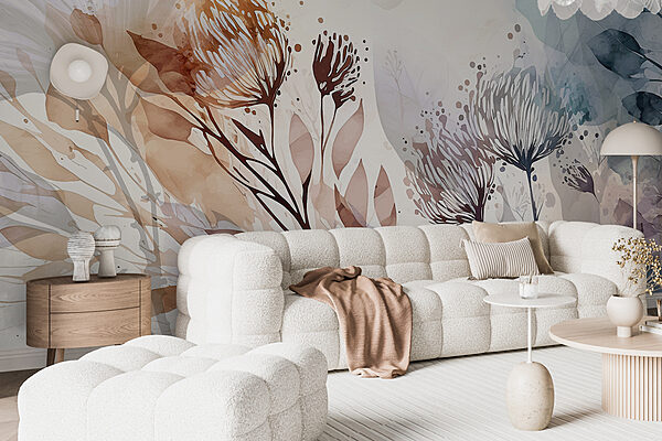 Ein Aquarell mit Blumen und Blättern Ein Aquarell mit Blumen und Blättern