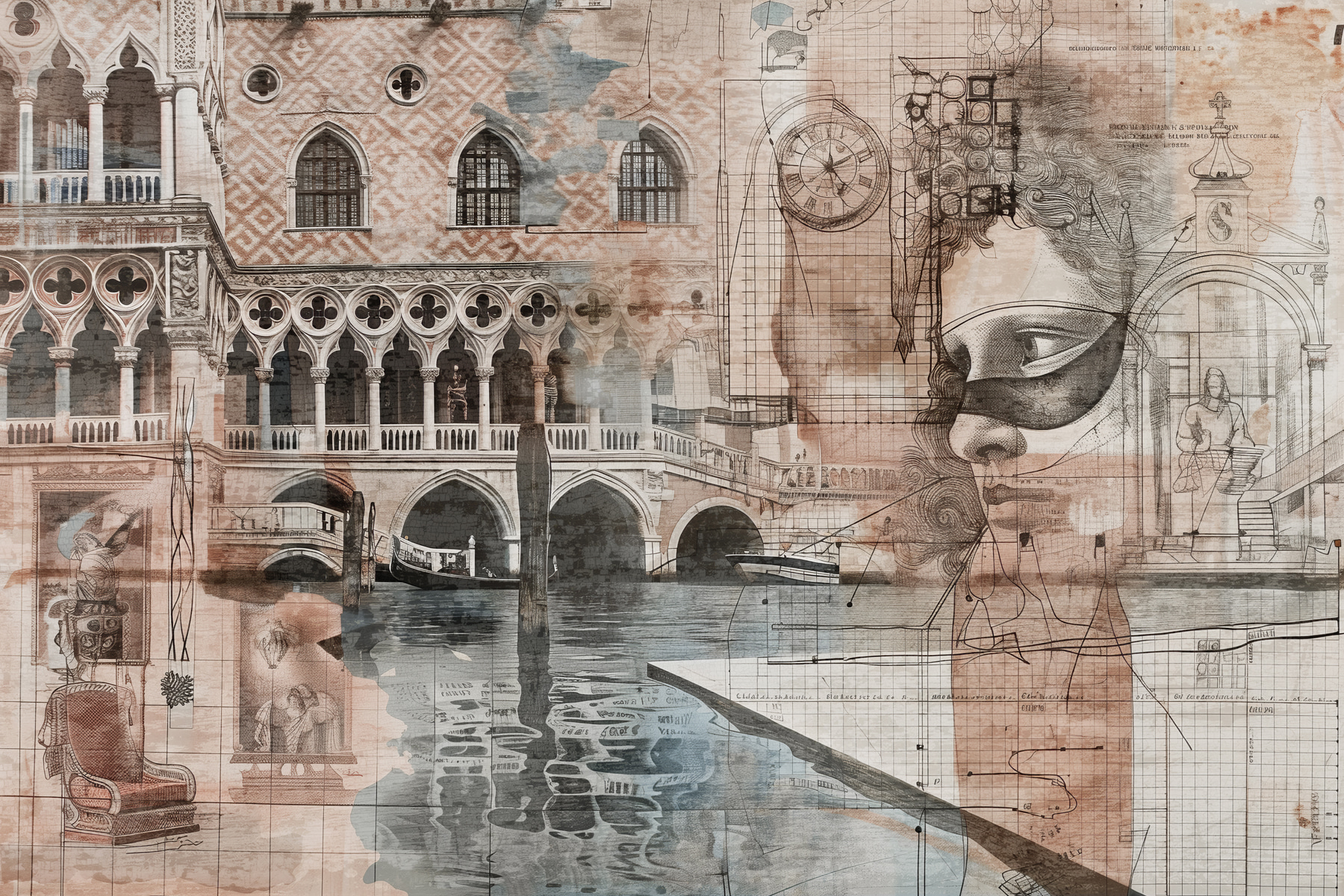 A collage of a building and a bridge A collage of a building and a bridge