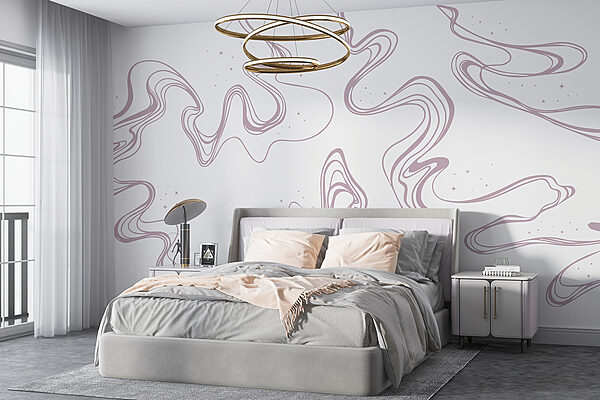A white background with purple lines