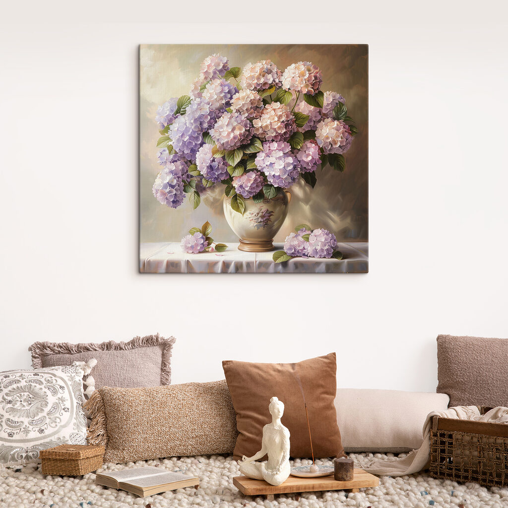 A painting of a vase of flowers A painting of a vase of flowers