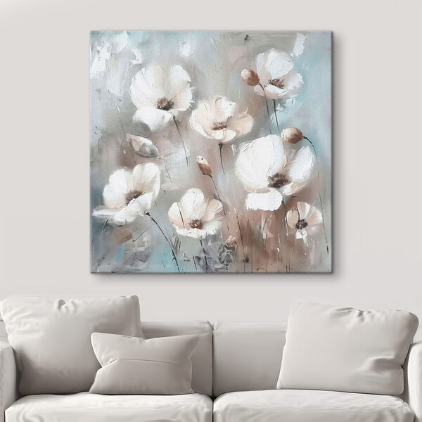 A painting of white flowers A painting of white flowers
