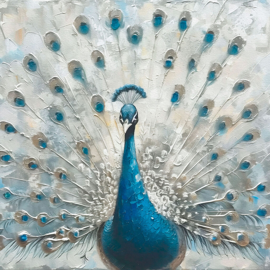 A painting of a peacock A painting of a peacock