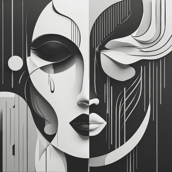 A black and white image of a woman's face A black and white image of a woman's face