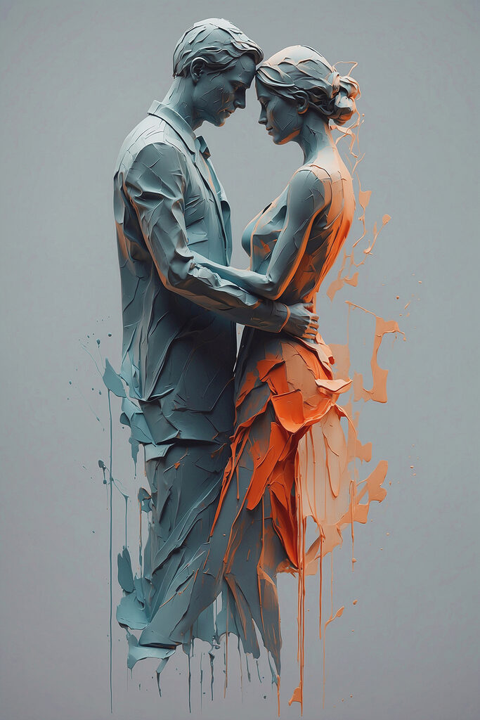 A man and woman painted in paint A man and woman painted in paint