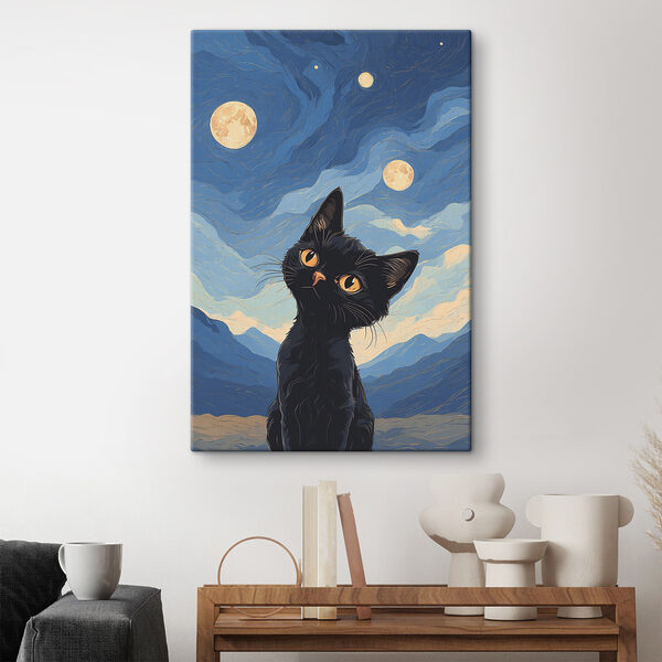 A cat looking up at the moon A cat looking up at the moon