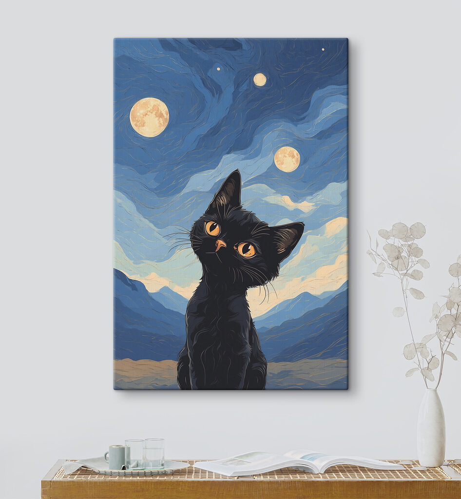 A cat looking up at the moon A cat looking up at the moon