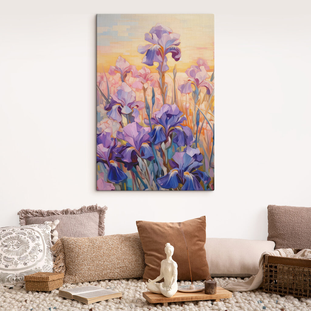 A painting of purple flowers A painting of purple flowers