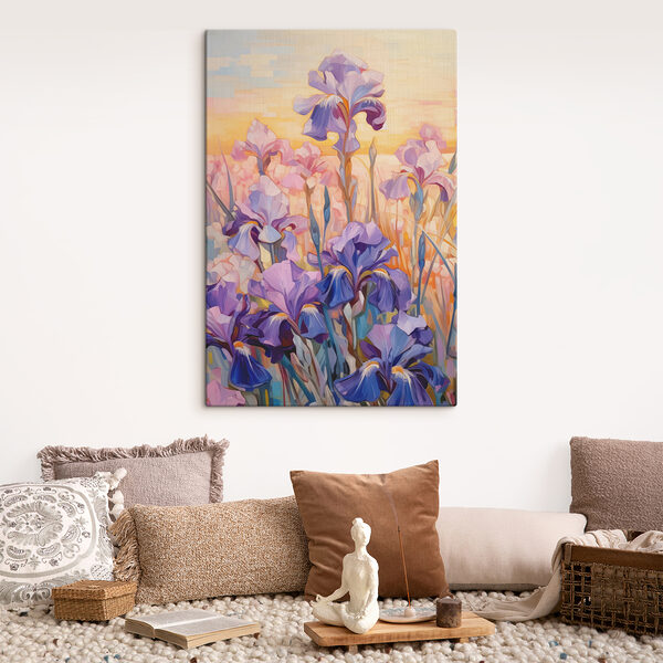 A painting of purple flowers A painting of purple flowers