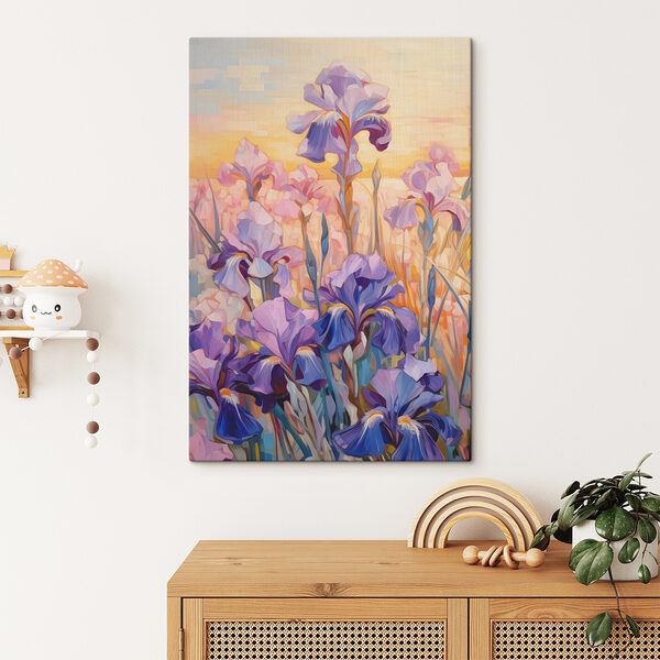 A painting of purple flowers A painting of purple flowers