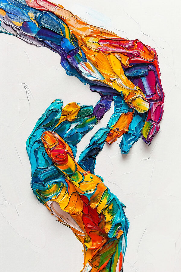 A hand painted with different colors A hand painted with different colors
