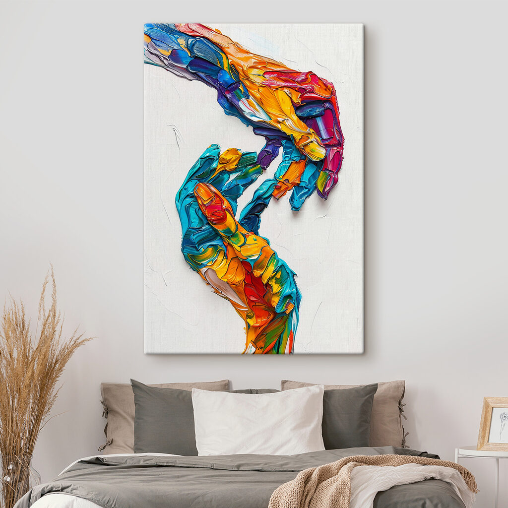 A hand painted with different colors A hand painted with different colors
