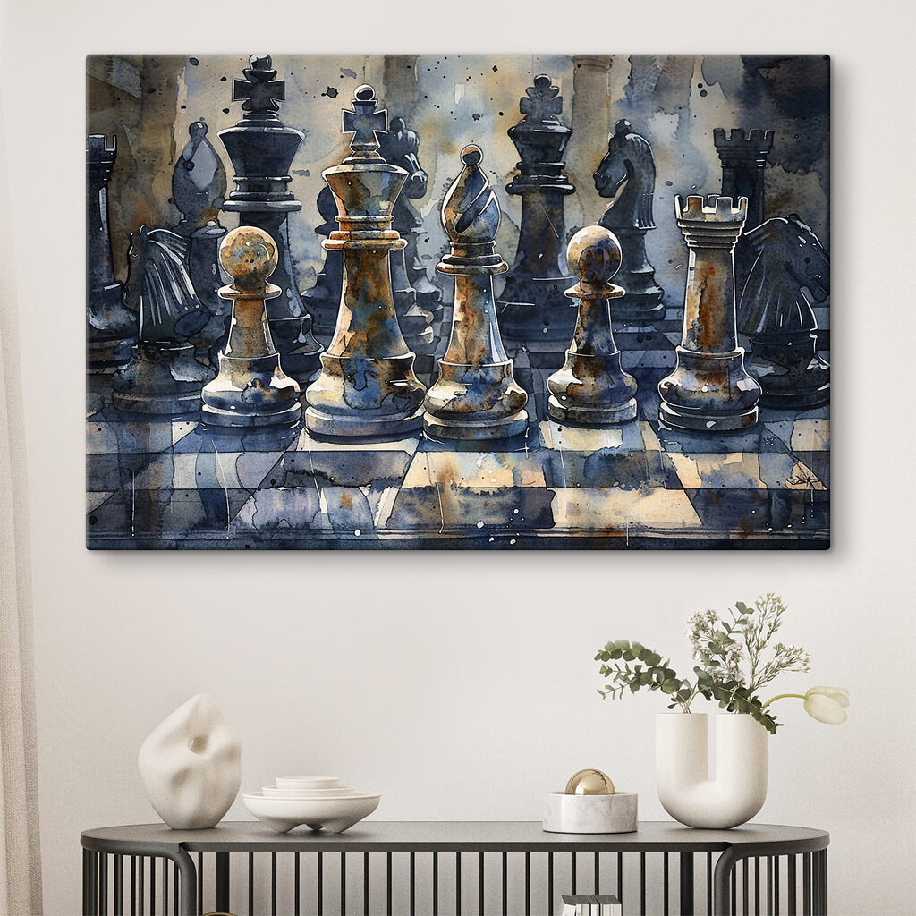 A watercolor of a chess board A watercolor of a chess board