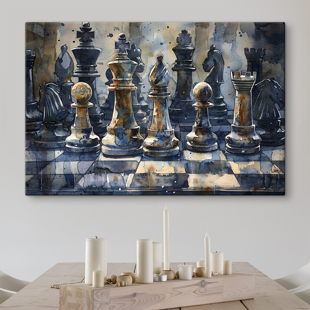 A watercolor of a chess board A watercolor of a chess board