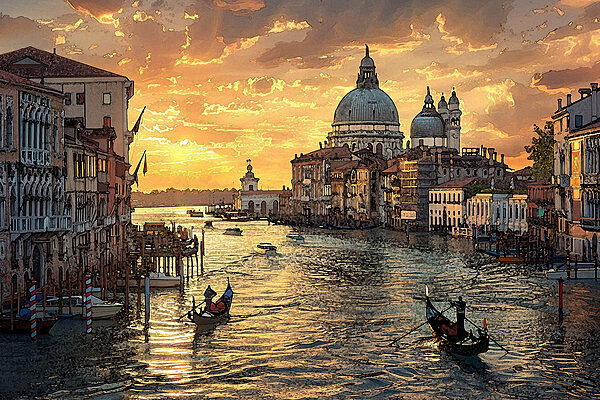 A water with boats and buildings in the background A water with boats and buildings in the background