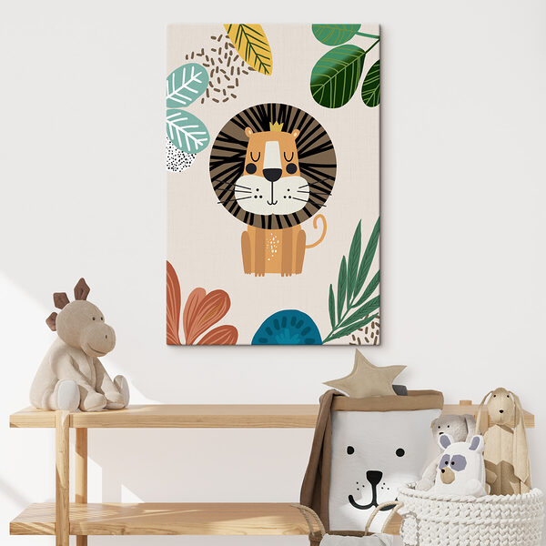 A lion with a crown and leaves A lion with a crown and leaves